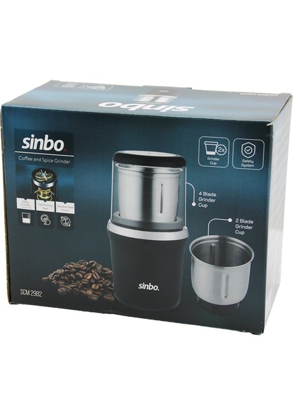 Kahve - Baharat Öğütücü Makine 2pcs Çelik Öğütme Haznesi=2 Bıçaklı - 4 Bıçaklı 100GR Öğütme 200W SCM-2982 (5256)