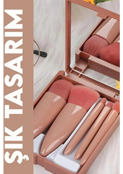 5'li Taşınabilir Aynalı Profesyonel Makyaj Fırçası Seti fiyatları