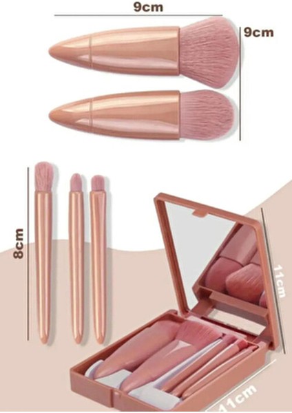 5'li Taşınabilir Aynalı Profesyonel Makyaj Fırçası Seti indirimleri