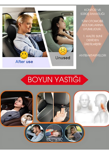 Mondeo 2015 ve Sonrası Oto Koltuk Kırmızı Şerit Boyun Yastığı 2 Adet