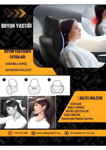 Mondeo 2015 ve Sonrası Oto Koltuk Kırmızı Şerit Boyun Yastığı 2 Adet