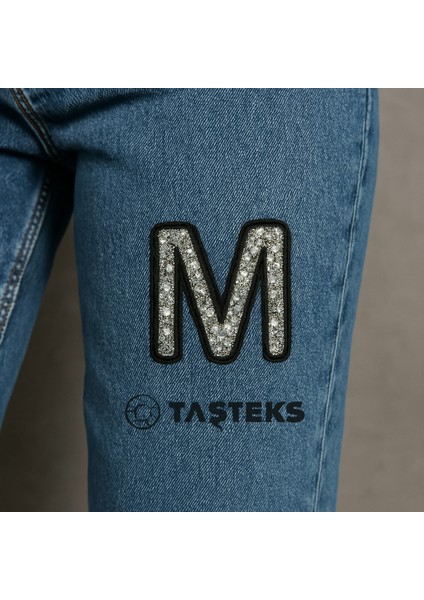 Taşteks Taşlı Ütülenebilen Veya Sticker Olarak Kullanılabilen 6cm M Harfi modelleri
