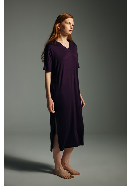 Kadın Viskon Kısa Kollu V Yaka Gecelik fiyatları