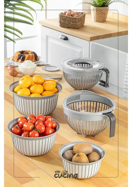 5 Parça Linea Çok Amaçlı Çeyiz Seti Yeşil 1x( Mikser Kabı 3lt) 1x(3 Boy Kase) 1x(Pirinç Süzgeçi 3lt) modelleri
