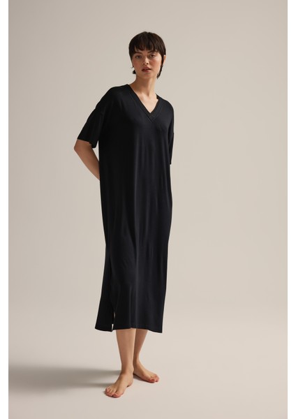 Kadın Viskon Kısa Kollu V Yaka Gecelik indirimleri