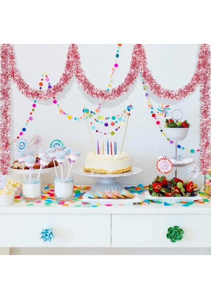 Parti Için Sim Süs 2 Metre Uzunluk 8 cm Genişlik Pembe Renk Ithal fırsatları