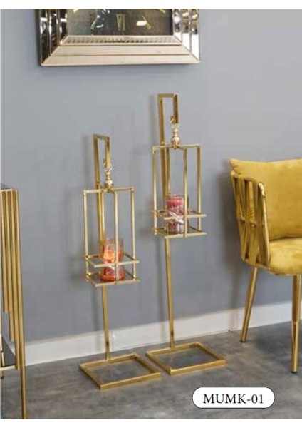 Mim Gold Köşeli Kare Mumluk