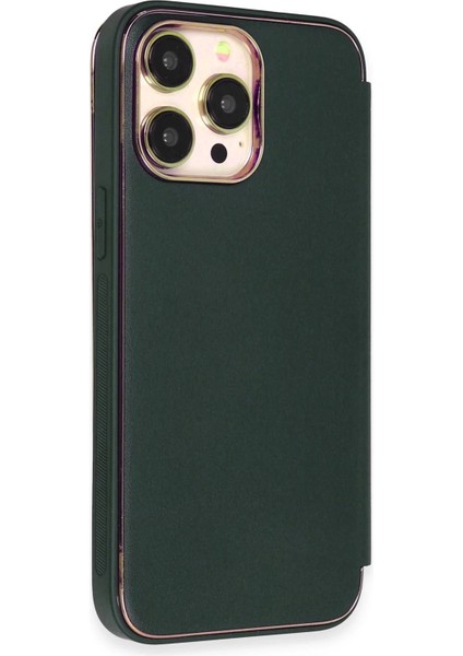 iPhone 14 Pro Max Kılıf Dolpin Kapaklı - Koyu YEŞIL-(5796) fiyatları