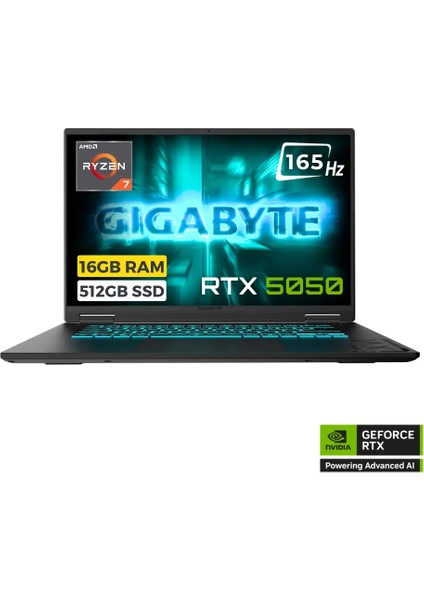 Gaming A16 3th Ryzen 7 260 16GB 512GB SSD 8gb RTX5050 85W 16 Fhd+ 165Hz Freedos