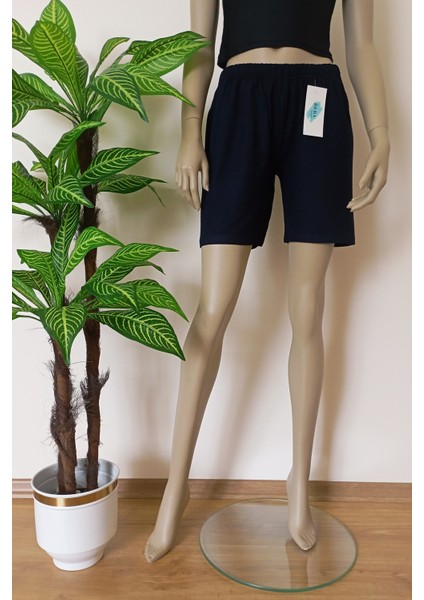 Uni Lacivert Düz Renk Penye Şort modelleri