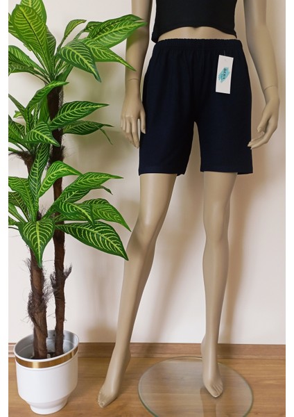 Uni Lacivert Düz Renk Penye Şort fırsatları