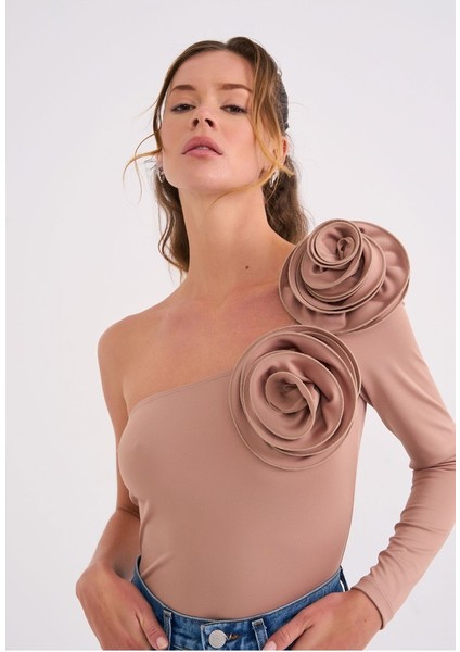 Elba Kadın Çıtçıtlı Gül Detaylı Bodysuit