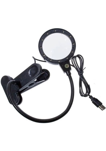 Işıklı Büyüteç 12 LED ile Donatılmış Esnek Boyunlu 75 mm Mercek Çapı fırsatları