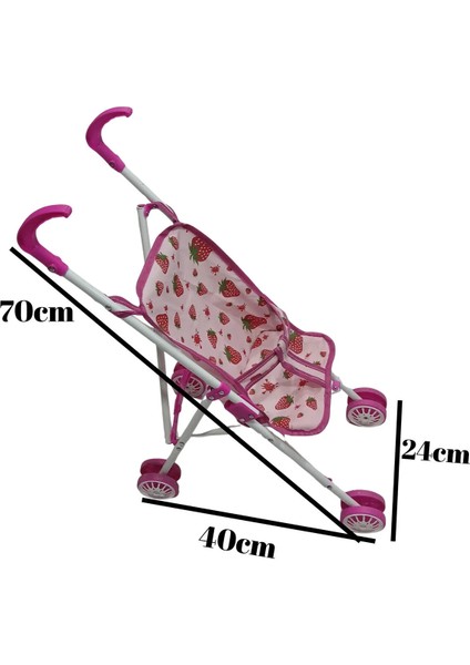 Çocuklar Için Katlanabilir Kaliteli Tatlı Minik Oyuncak Puset Pembe