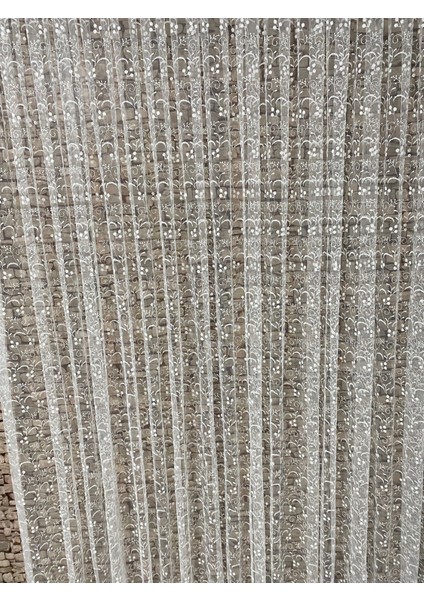 Tül Perde Çiçek Desenli 1/3 Sık Pileli Çok Hoş Bir Tül Tüm Odalara Uygun fırsatları