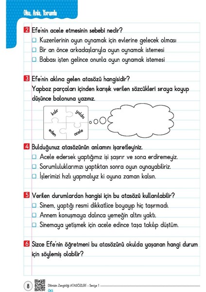 Dilimizin Zenginliği Atasözleri - 1. Seviye fırsatları