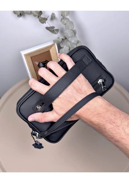 Hakiki Deri Mıknatıslı Fermuarlı Erkek El Çantası 2114