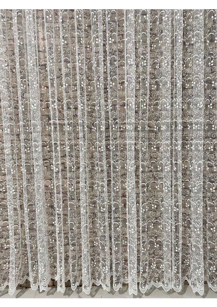 Tül Perde Çiçek Desenli 1/3 Sık Pileli Çok Hoş Bir Tül Tüm Odalara Uygun fiyatları