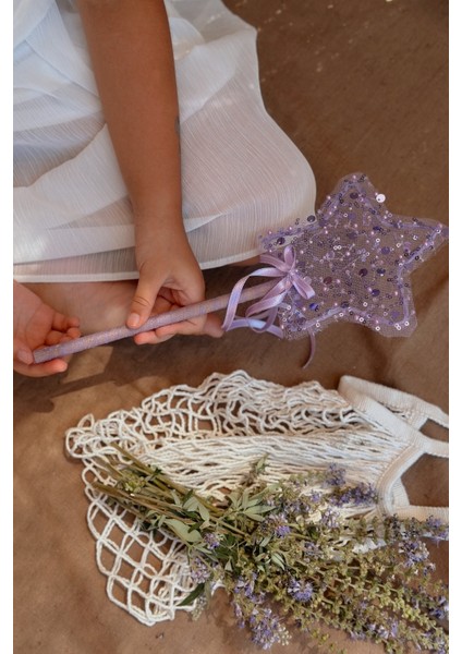 Lila Pullu Boncuklu 3'lü Kelebek Kanat Asa Taç Set fırsatları