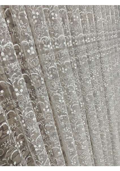 Tül Perde Çiçek Desenli 1/3 Sık Pileli Çok Hoş Bir Tül Tüm Odalara Uygun