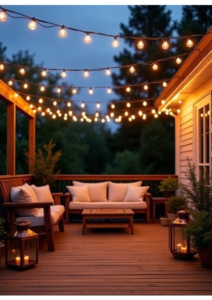 Dış Mekan Su Geçirmez E27 Duylu 10 mt 20 Duy Aydınlatma Bahçe Aydınlatma (Ampuller Dahil Değildir) fırsatları