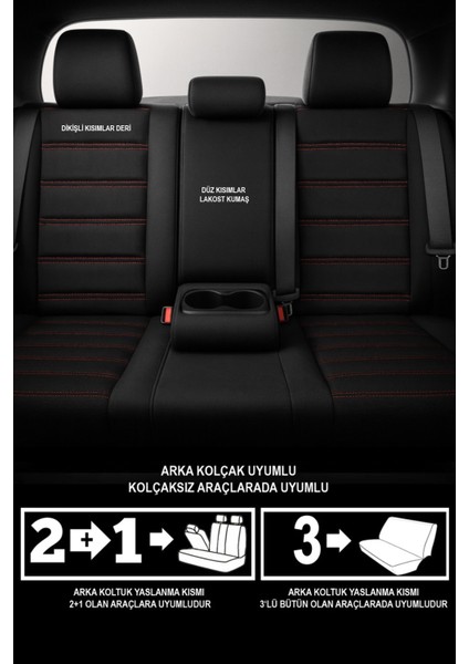 Stone Serisi Üniversal Deri Oto Koltuk Kılıfı - Bel Destekli - 5 Koltuk Tam Set fırsatları