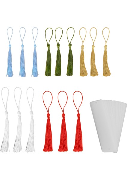 15 Adet Dikdörtgen Akrilik Imi Boş Temizle Dıy Bitmemiş Kitap Işaretleyiciler Renkli Püsküller ile Süsler El Sanatları Dekorları (Yurt Dışından)