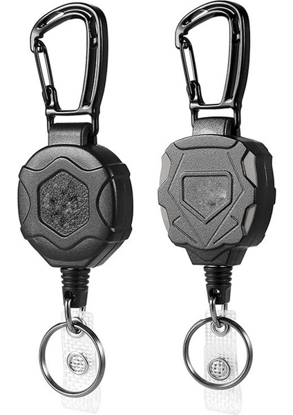 2 Paket Geri Çekilebilir Anahtarlık, Ağır Hizmet Karabina Rozet Tutucu, Çelik Geri Çekilebilir Kordonlu Kimlik Rozeti Makarası (Yurt Dışından)