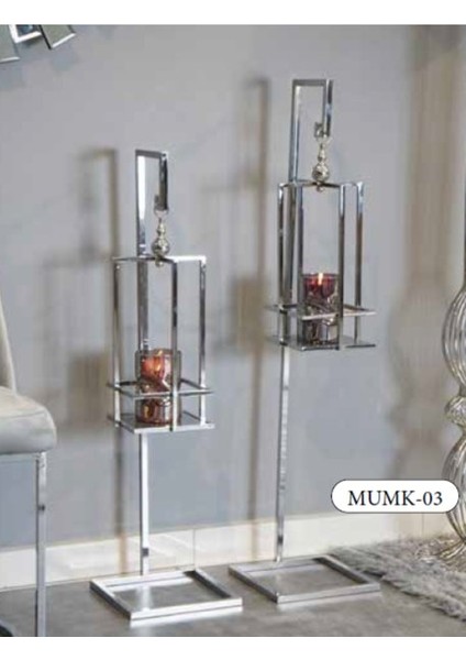 Mim Gümüş Köşeli Kare Mumluk