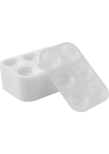 24 Parça Plastik Boya Paleti 6 Gözlü Dikdörtgen Suluboya Paleti Boyama Tepsisi, Beyaz (Yurt Dışından)