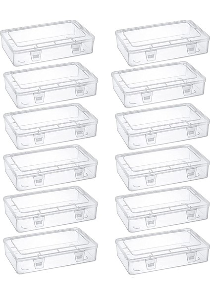 12'li Paket Şeffaf Plastik Saklama Kapları, 8 x 5 x 1,75 Inç Boş Menteşeli Kutu, Istiflenebilir Düzenleyici (Yurt Dışından)