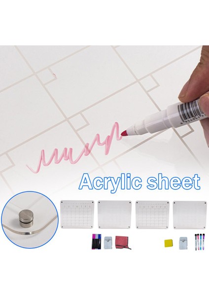 2 Adet Manyetik Kuru Silme Kurulu Buzdolabı Için Akrilik Şeffaf Takvim Buzdolabı Için Not Tahtası Silgi Yeniden Kullanılabilir 40X30 cm (Yurt Dışından)