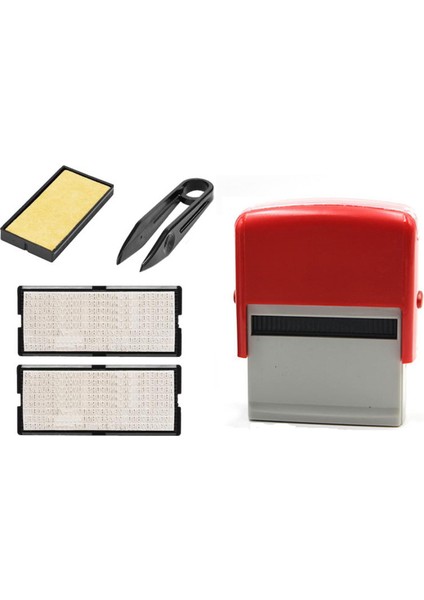 Kendinden Mürekkepli Damga Seti Özel Kişiselleştirilmiş Dıy Işletme Adı Numarası Adres Baskı Lastik Damga Cımbız Kiti ile Kırmızı (Yurt Dışından)