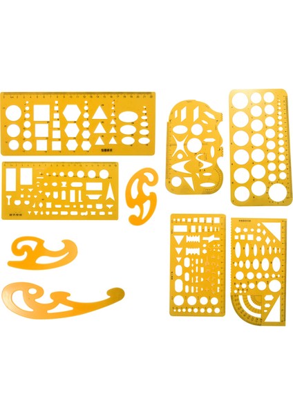 9 Adet Mimari Çizim Şablonları Teknik Çizim Şablonları Aracı Sanatsal Stüdyo Ofis Için Fransız Eğrisi Cetveli (Yurt Dışından)