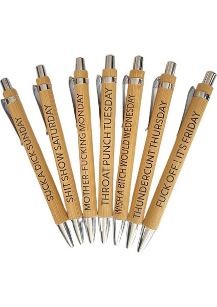 Yetişkinler Için 7 Adet Komik Çalışma Kalemleri Hediye Bambu Ofis Hediyeleri Kadın Erkek Iş Arkadaşları Deskaccessories (Yurt Dışından)