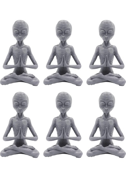 6pcs Bahçe Heykeli Meditasyon Heykelleri, Reçine Süs, Ufo Kapalı Açık Dekor (Yurt Dışından)