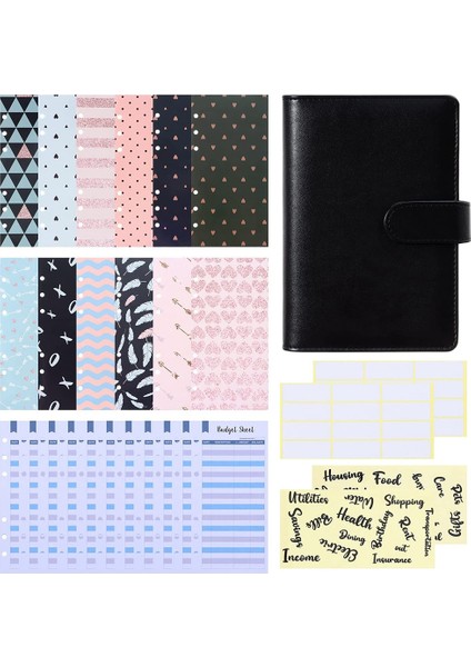 A6 Bütçe Dosyası, Nakit Zarflı, Bütçeleme Için, Defter Zarfı, Bütçe Sayfası, Mektup Etiketi Siyah (Yurt Dışından)