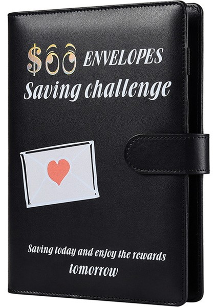 100 Zarf A5 Para Tasarruflu Bütçe Dosyası ve Nakit - 5.050 Tasarruf Için Mücadele Kitabı Sevgililer Günü Siyah (Yurt Dışından)