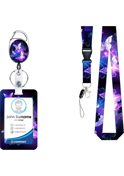 El Kayar Itme Kapak Kımlık Tutucu Kelebek Yıldızlı Uv Dijital Baskı Kartı Rozet Makara Karabina Klip B (Yurt Dışından)