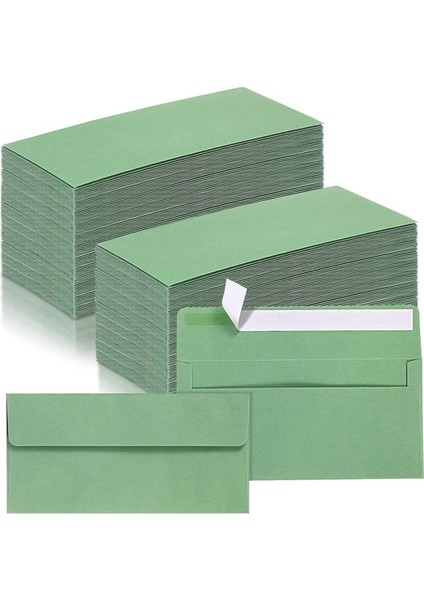 150 Adet Iş Zarfları Kendinden Yapışkanlı Adaçayı Yeşil 4,13 x 9,49 Inç Standart Mektup (Yurt Dışından)