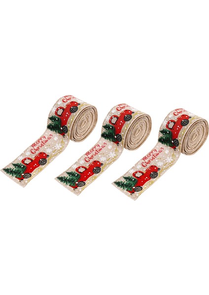 3pcs Noel Kutlama Malzemeleri, Araba Ağacı Kurdelesi, Dekoratif Şerit Bej (Yurt Dışından)
