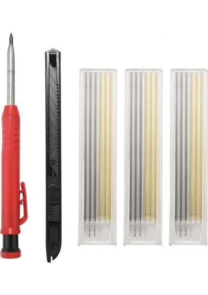 5 Adet Katı Marangoz Kalem Seti, 18 Yedek ve 1 Geri Çekilebilir Maket Bıçağı Mekanik Markalama Aracı (Yurt Dışından)