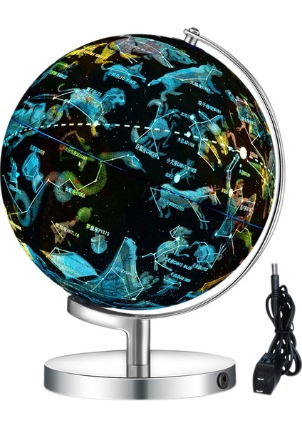 25 cm Aydınlık Takımyıldızı Küre, Gece Işığı ile Dünya Haritası Küre, Öğrenme Aracı, Çocuklara Hediye B (Yurt Dışından)