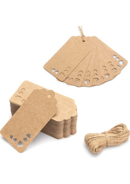 100 Adet Hediye Etiketleri Kahverengi Kraft Içi Boş Sicim ile Doğum Günü Cadılar Bayramı Noel Dıy Dekorasyon (Yurt Dışından)