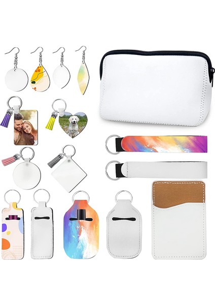 Süblimasyon Boşluk Ürünleri, Küpe, Boşluk Anahtarlık, Makyaj Çantaları, Dıy Süblimasyon Isı Transferi El Sanatları Dahil (Yurt Dışından)