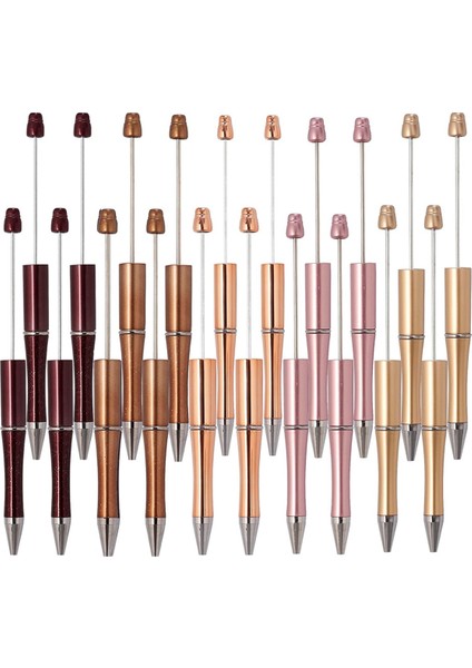 25 Adet Plastik Boncuklu Kalemler Dıy Kalem Süslemeleri Malzemeleri Ofis Okul Kahverengi Kahve Gül Altın Pembe (Yurt Dışından)