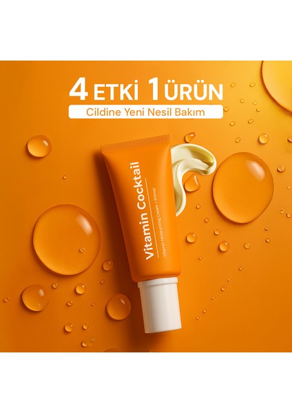 Vitamin Kokteyl-Nemlendirici Besleyici Onarıcı Yüz Kremi (Vitamin C+ B3 +B5 +E) ve Makyaj Bazı 50ML