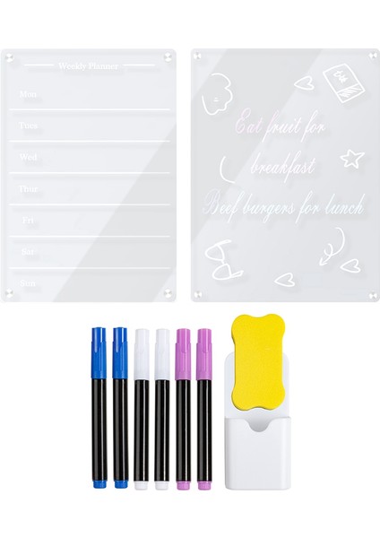 2 Adet 9INX13IN Şeffaf Akrilik Buzdolabı Için Manyetik, Şeffaf Tahta Kuru Silme Buzdolabı Kuru Silme Işaretleyiciler ile Yeniden Kullanılabilir Planlayıcı Için (Yurt Dışından)