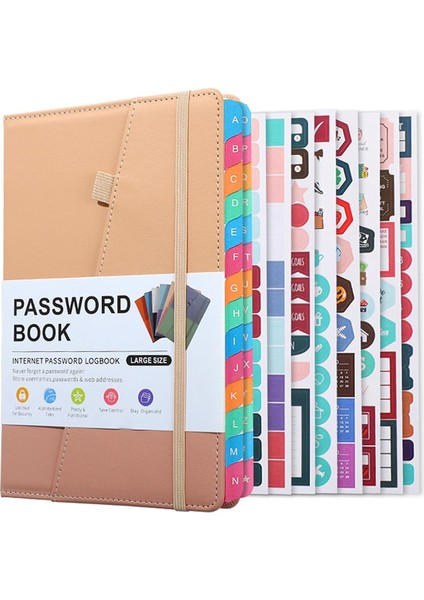 Yaşlılar Için Renkli Alfabetik Sekmeli ve Iki Yer Imli Şifre Saklayıcı Kitap, 8.4x5.9 Inç, Internet Adresi D (Yurt Dışından)