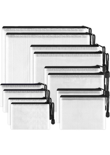 12PCS Dosya Düzenleyici, Plastik Örgü Fermuarlı Çanta, Çok Fonksiyonlu Su Geçirmez Klasör, Okul Ofis Malzemeleri Için Uygun (Yurt Dışından)